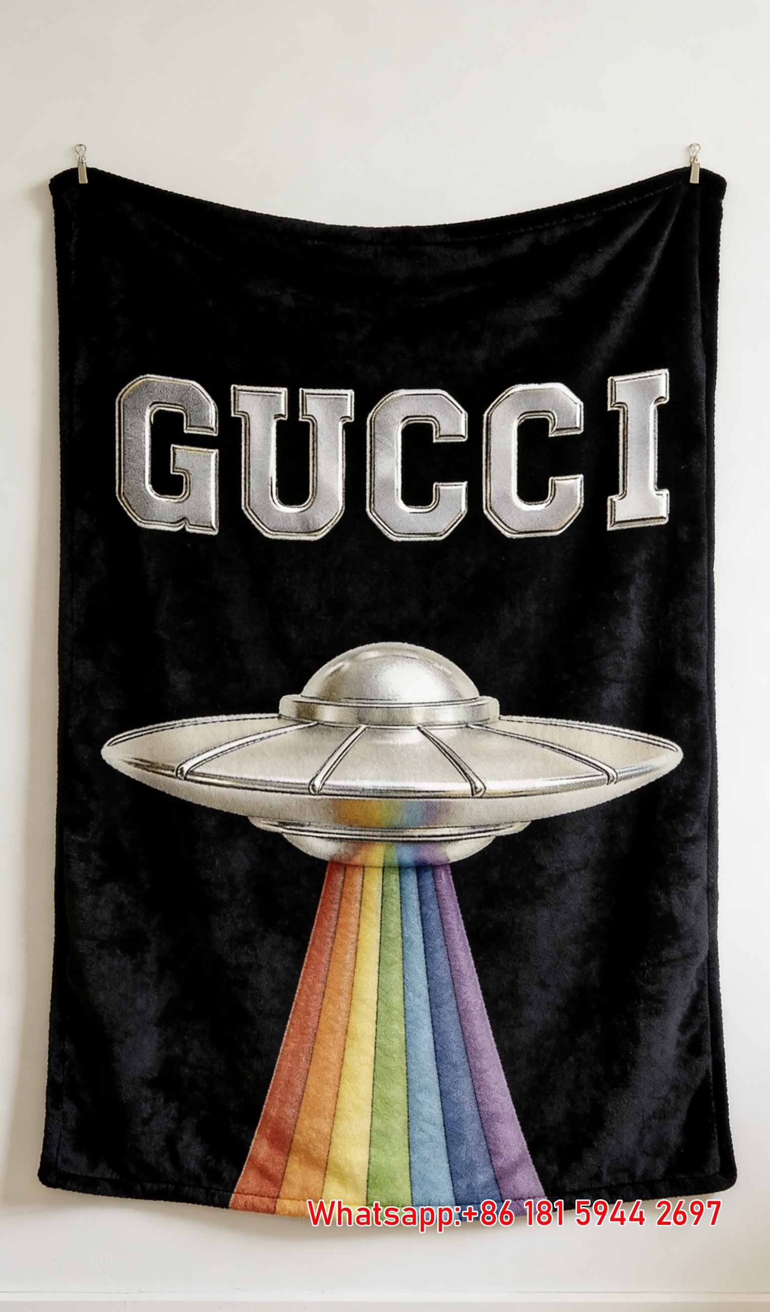 Gucci UFO Rainbow Fleece throw blankets IMG_2696